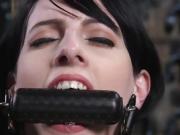 Gagged slave made to ride Sybian