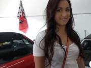 Petite teen nailed on tophood of a car