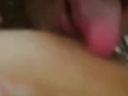 Hot busty brunette teasing at home