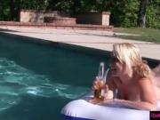 Pool party leads to hot lesbian scene