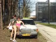 Girl Sucks Taxi Guy On Side Of Road For Fun