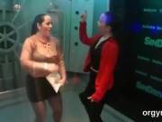 Lovesome beauties blow dick and enjoy screwing and group sex