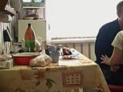 Russian Young Cute And Older Man Fucks In Kitchen