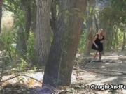 Teen caught fucking candle at forest