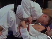 Beauty in very sexual outfit feels dick entering all holes