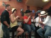 Entertainment three fatties in the bar
