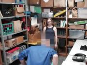 Geek shoplifter chick gets punished with a huge cock