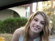 Thankful blonde teen hitchhiker fucks strangers dick