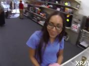 Daring woman has sex in shop