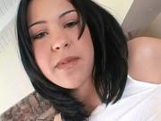 Cute brunette teen sucks a big dick before fucking it