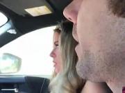 Blonde out hitchhiking gets picked up for amateur casting