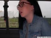 Cute chick Scarlett gets her pussy banged in the bus