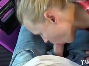 german amateur blonde public blowjob in train