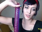 HOT Cam Girl Deepthroating WHOLE 11 Inch Dildo