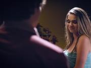 Blonde with big tits seduced a guy and sucked his cock