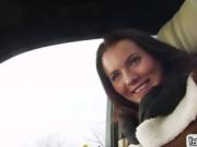 A slutty hitchhiker fucked in the car