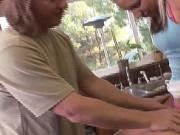 Blonde sister tease and blows step brother