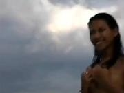 Perfect Asian MILF trio NUDE on beach - teasing, masturbation