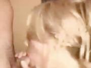 Beautiful blonde girl sucking and cummed on