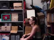 Cute schoolgirl in glasses punish fucked by a mall cop