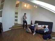 Hot Chick Fucks Guy For Accommodation & Cash As BF Watches