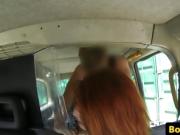 Ginger euro amateur pussy fucks taxi guy in back of his cab