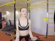 Belle Claire is working out before anal sex in VR