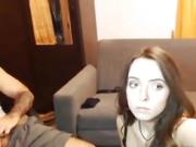 Brunette and her man do webcam sex for extra money