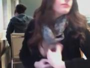 Teen brunette masturbation in public