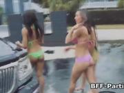 Big tit bikini car wash teen party