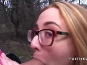 Shaved cunt student bangs outdoor pov for cash