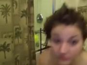 BBW teen masturbates and takes a shower