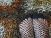 PINK toenails in fishnets