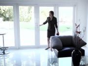 Petite brunette teen sucked a perverted guys big cock