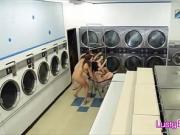 Laundromat orgy with horny teen babes