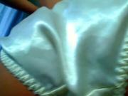 White satin panties in your face