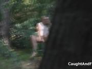 Veggie fucker blows voyeur outdoors