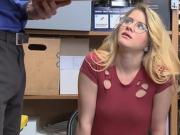 Scared blonde teen with glasses busted by a bad cop