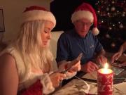 Xmas special hardcore fuck for grandpa from 2 teens