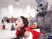Red riding hood Kharlie Stone screwed then gets a facial