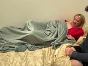 Stepmom is horny after dad is asleep and fucks her stepson