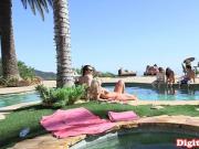 Bigtitted milf riding dick after pool party with lucky guy