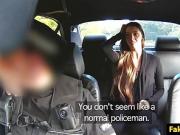 British cop sticks his cock in girls pussy before she sucks i