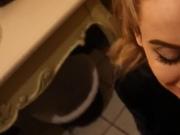 Public Blowjob! He Cum In My Mouth In The Toilet In a Restaur