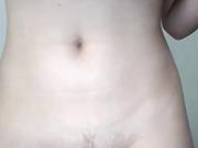 Girl with natural tits masturbates with glasstoy