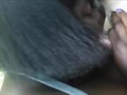 Ebony BBW mama sucking on a white dick