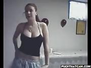 Busty Beginner Chick Flashes Her Large Titties on The Webcam
