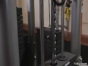 Raven Transexual Butt-sex Pumps Dude at Gym