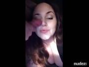 Beautiful teen takes Cum with a smile