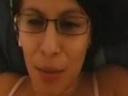 sexy fiance in glasses blowing his prick from the bottom